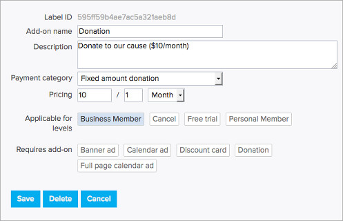 addon-payment-category Add-on payment category